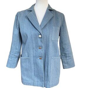 Kordal New York Womens Jacket Size Large Denim Blazer 70s Chambray Hippie Boho